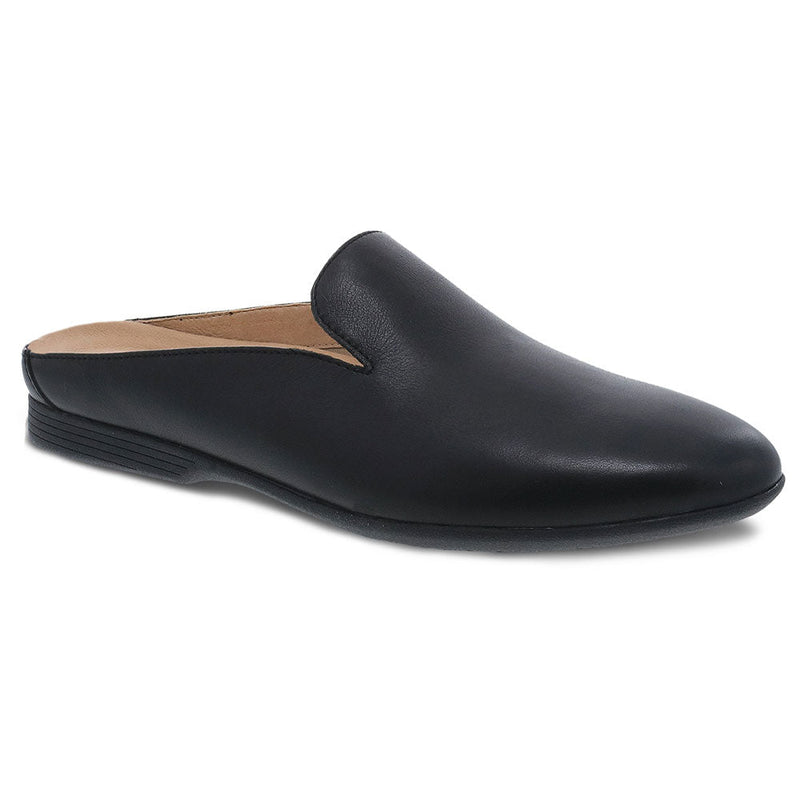 Dansko Lexie Leather Flat Womens Shoes Black Milled
