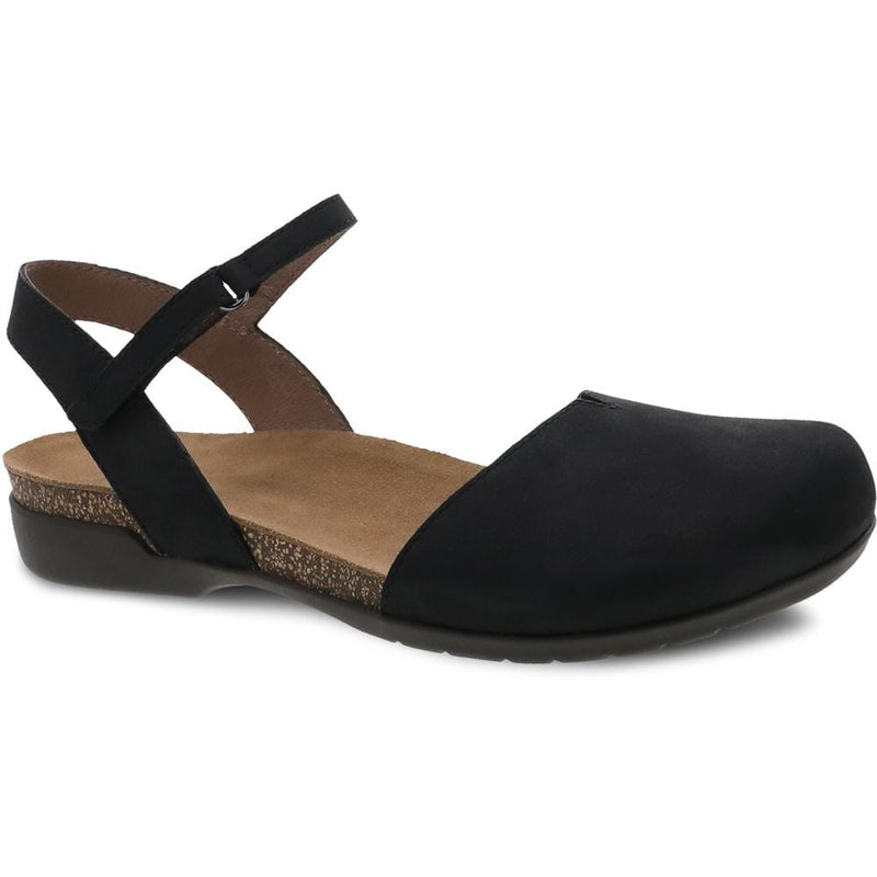 Dansko Rowan Closed Toe Sandal Womens Shoes 001 Black Nubuck