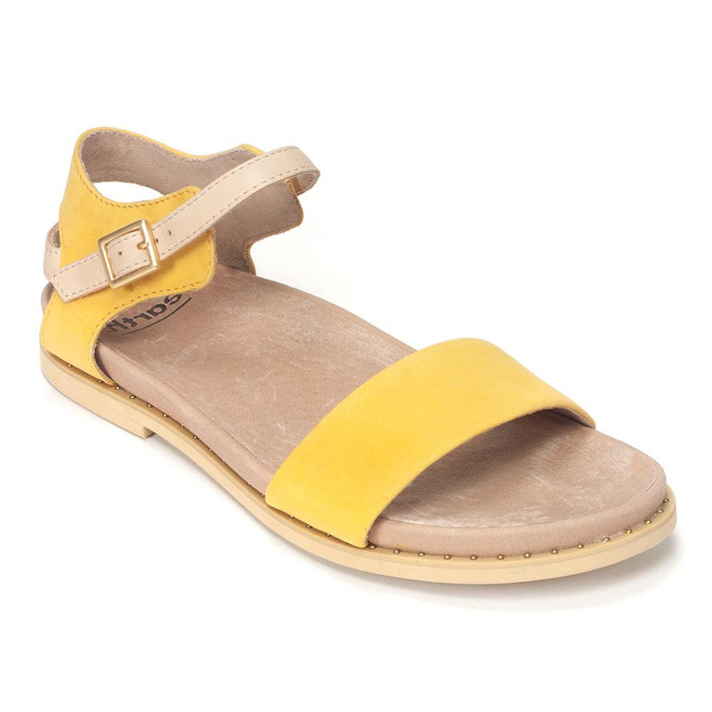 Earth Cameo Flat Sandal Womens Shoes 723 Yellow