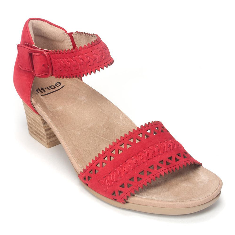 Earth Seneca Perforated Strappy Heel Womens Shoes 625 Bright Red