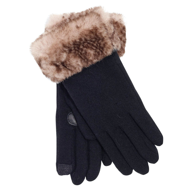 Echo Design Python Faux Fur Cuff Gloves (EGO181) Women's Clothing 001 Black