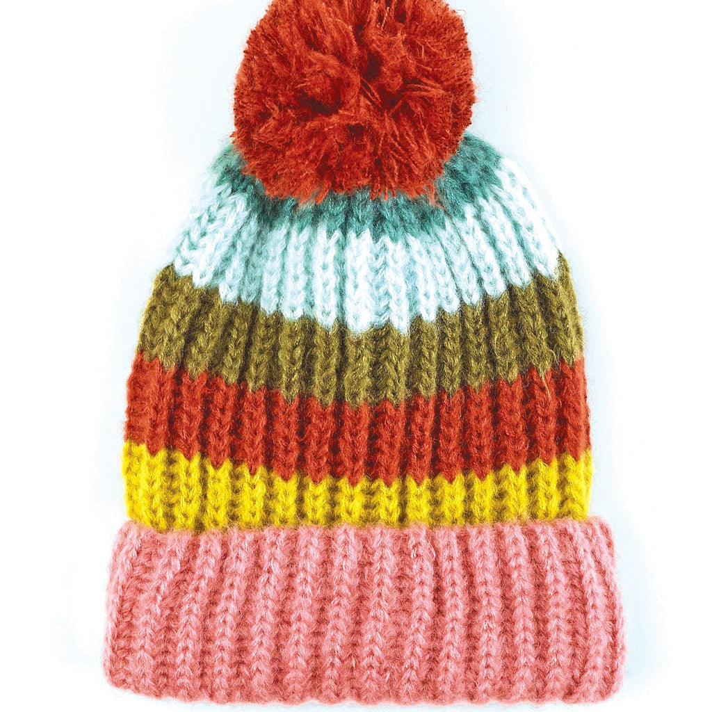Echo Design Rainbow Striped Pom Hat (ECO292) Women's Clothing 800 Cinnamon