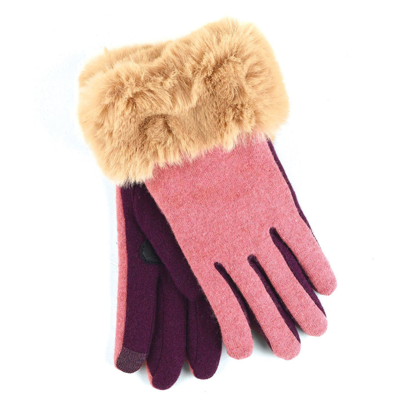 Echo Design Faux Fur Cuff Glove (EGO145) Women's Clothing 650 Winterberry