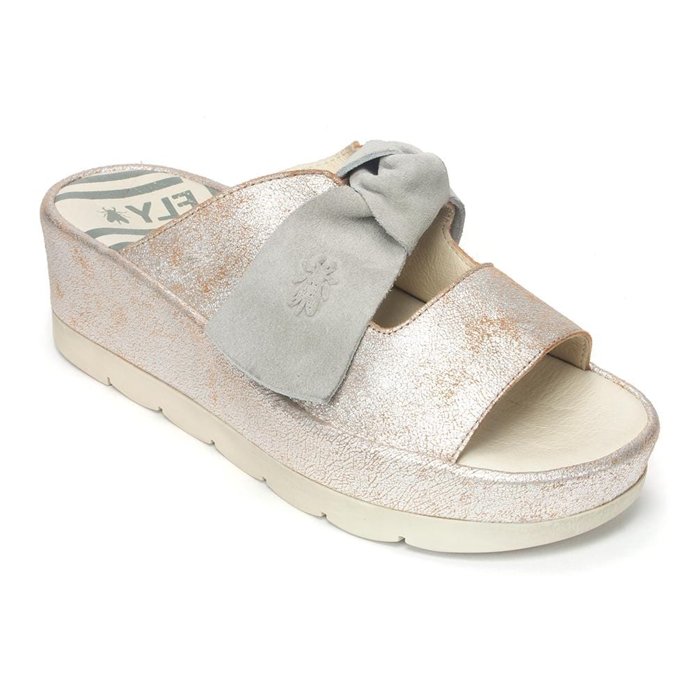 Fly London Bade Bow Mule (BADE954) Womens Shoes Pearl/Concrete