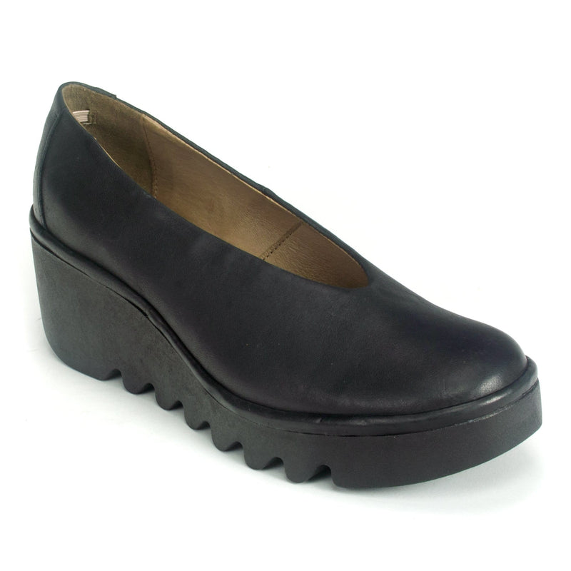 Fly London Wedge Heel Slip On (BESO246) Womens Shoes Black