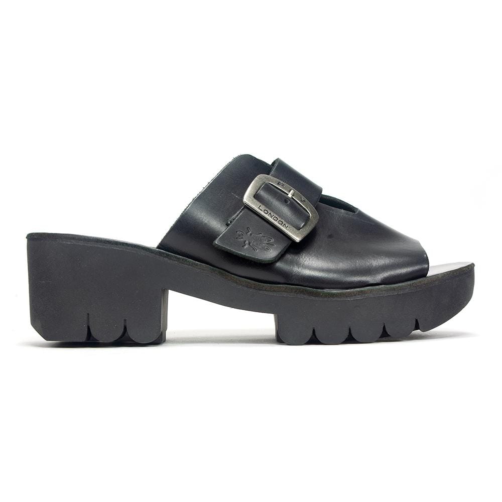Fly London Chunky Slip On Mule Sandal (COZY445) Womens Shoes 000 Black
