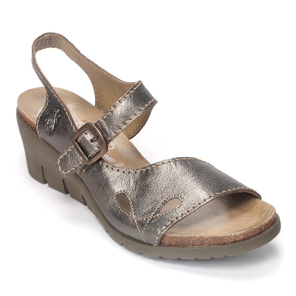 Fly London Lexi Slingback Wedge Sandal (LEXI452) Womens Shoes Bronze
