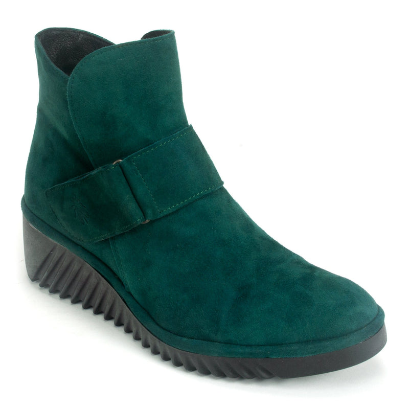 Fly London Suede Wedge Bootie (LABE227) Womens Shoes Green