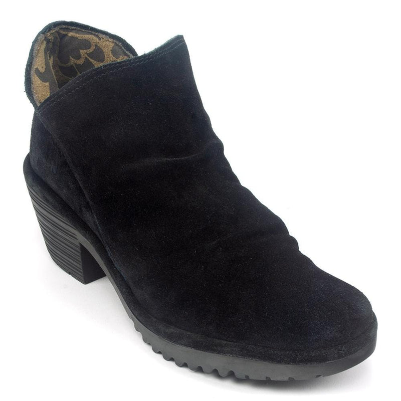 Fly London Wezo Relaxed Zip Up Bootie Womens Shoes Black Suede