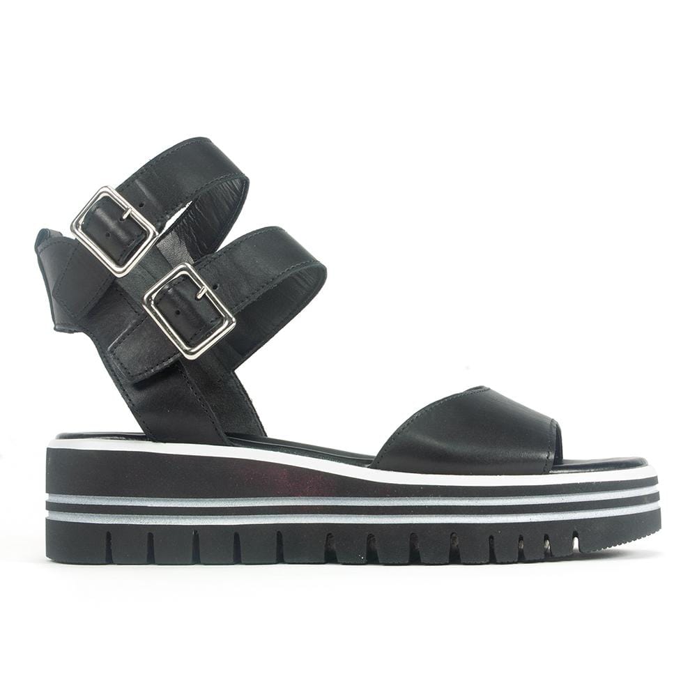 Gabor Striped Sole Platform Sandal (44621) Womens Shoes 27 Black