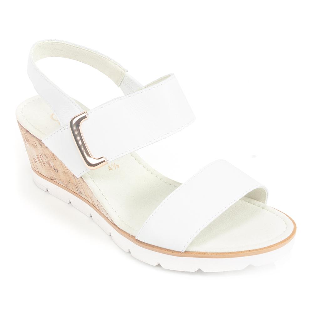 Gabor White Leather Wedge Sandal | Simons Shoes