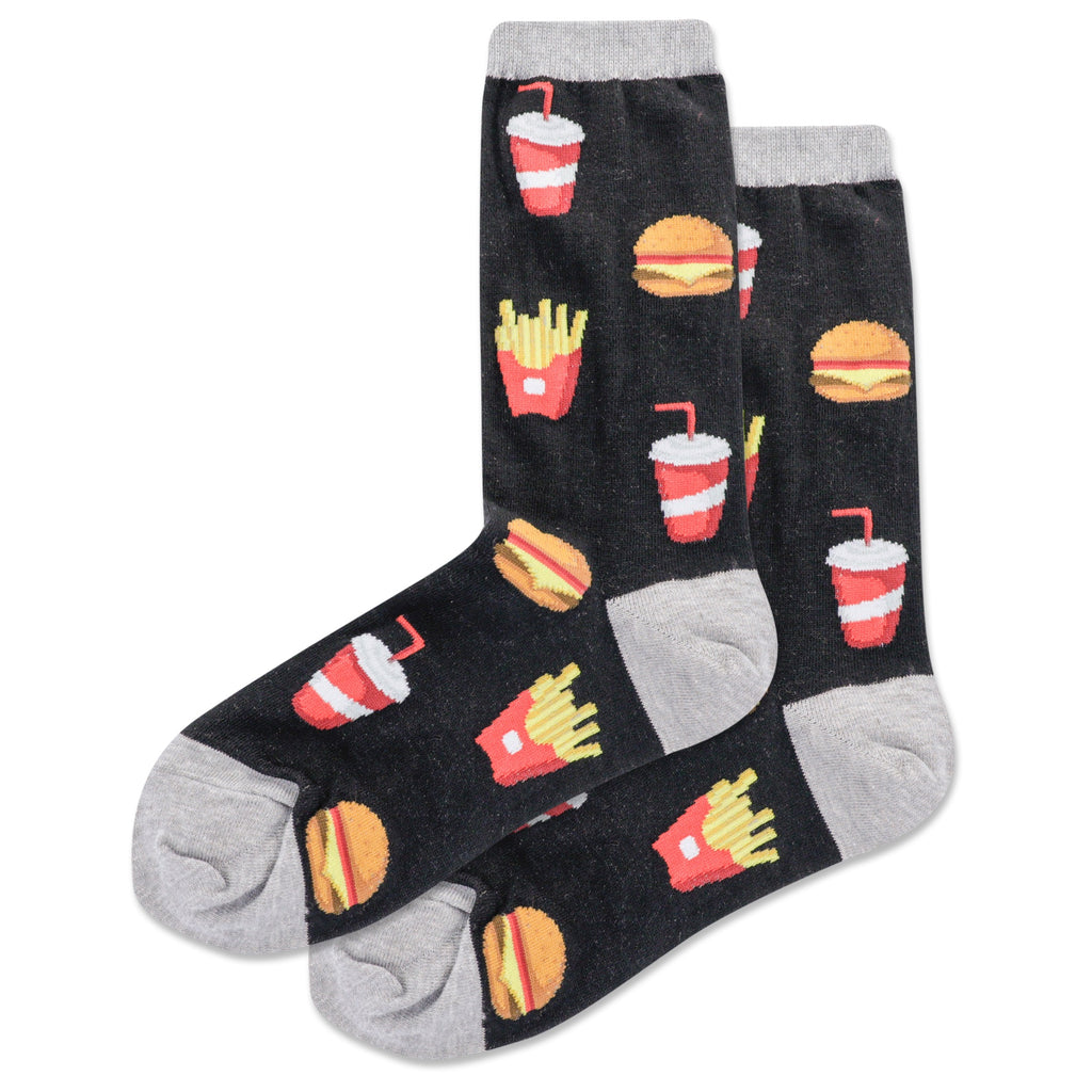 Hot Sox Burger and Hot Dog Socks Womens Hosiery Black