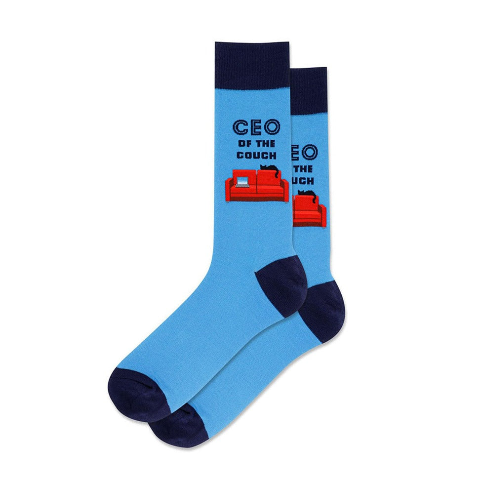 Hot Sox Men's Ceo of the Couch Crew Socks Mens Hosiery Turquoise