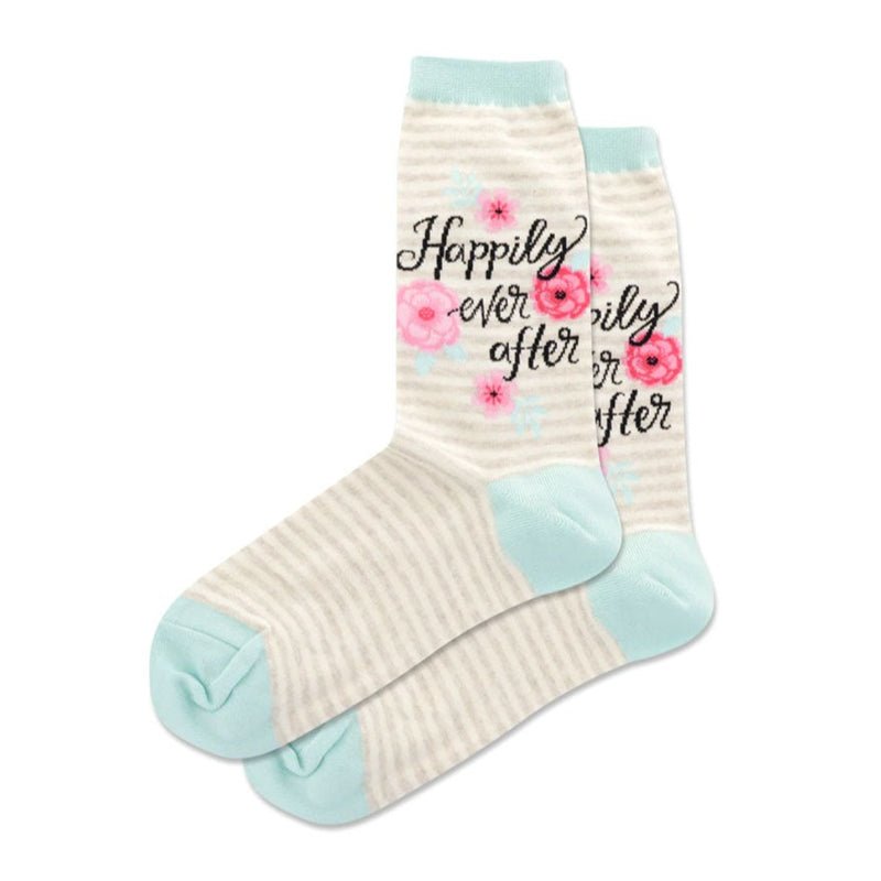 Hot Sox Happily Ever After Crew Socks Womens Hosiery Natural