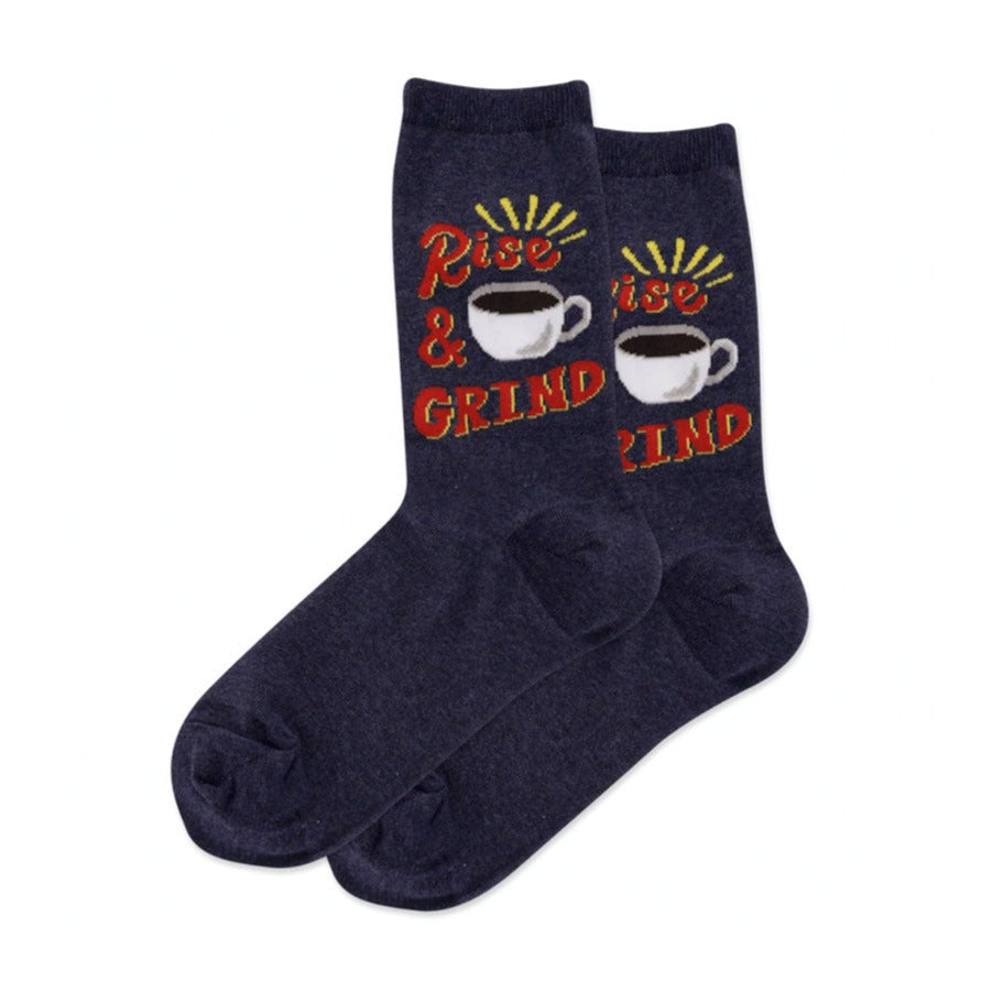 Hot Sox Rise and Grind Crew Socks Womens Hosiery Navy