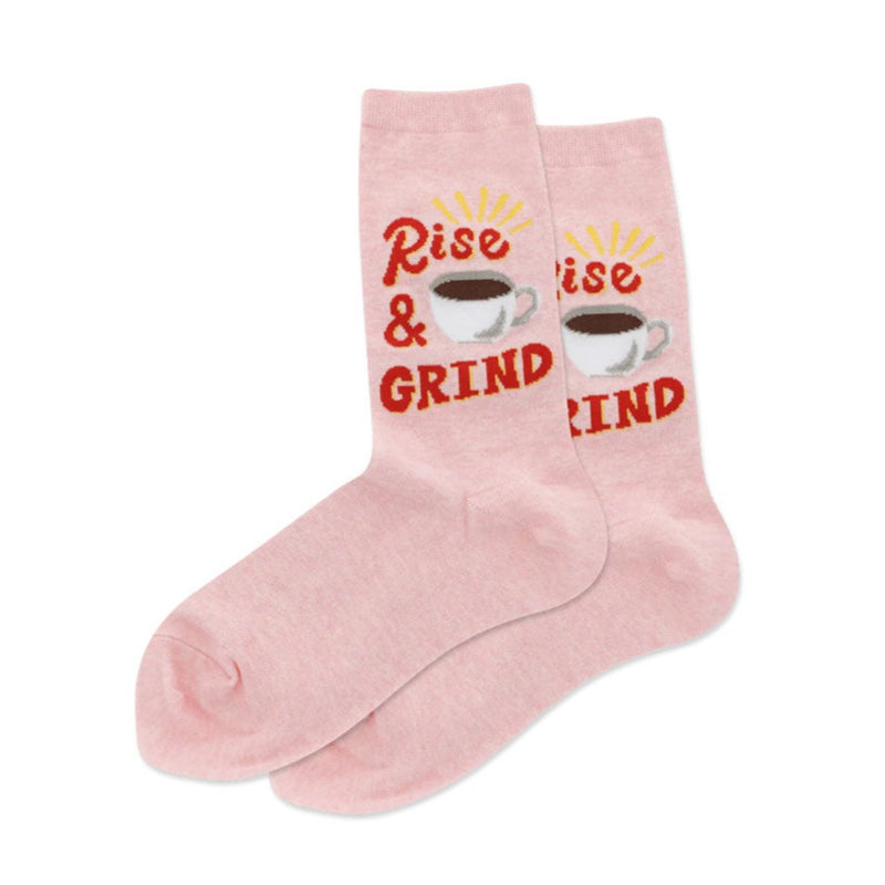 Hot Sox Rise and Grind Crew Socks Womens Hosiery Pink