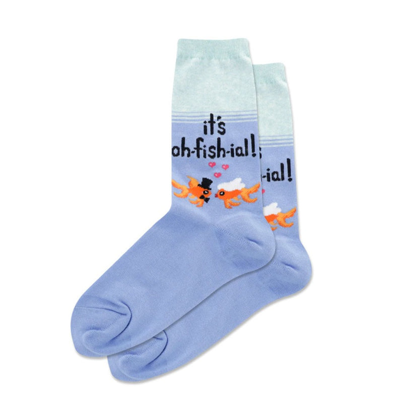 Hot Sox Its Oh-Fish-ial Crew Socks Womens Hosiery Periwinkle