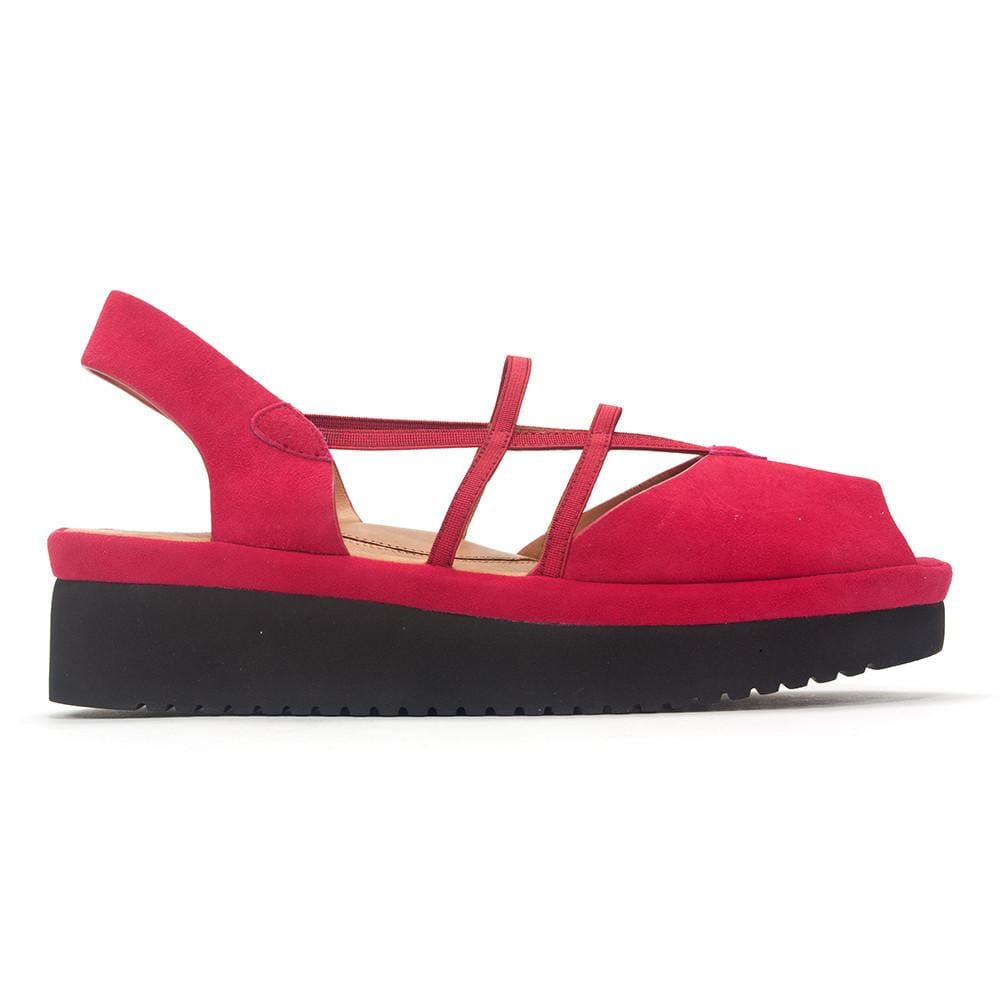 L'Amour Des Pieds Adelais Platform Wedge Sandal Womens Shoes Red Suede