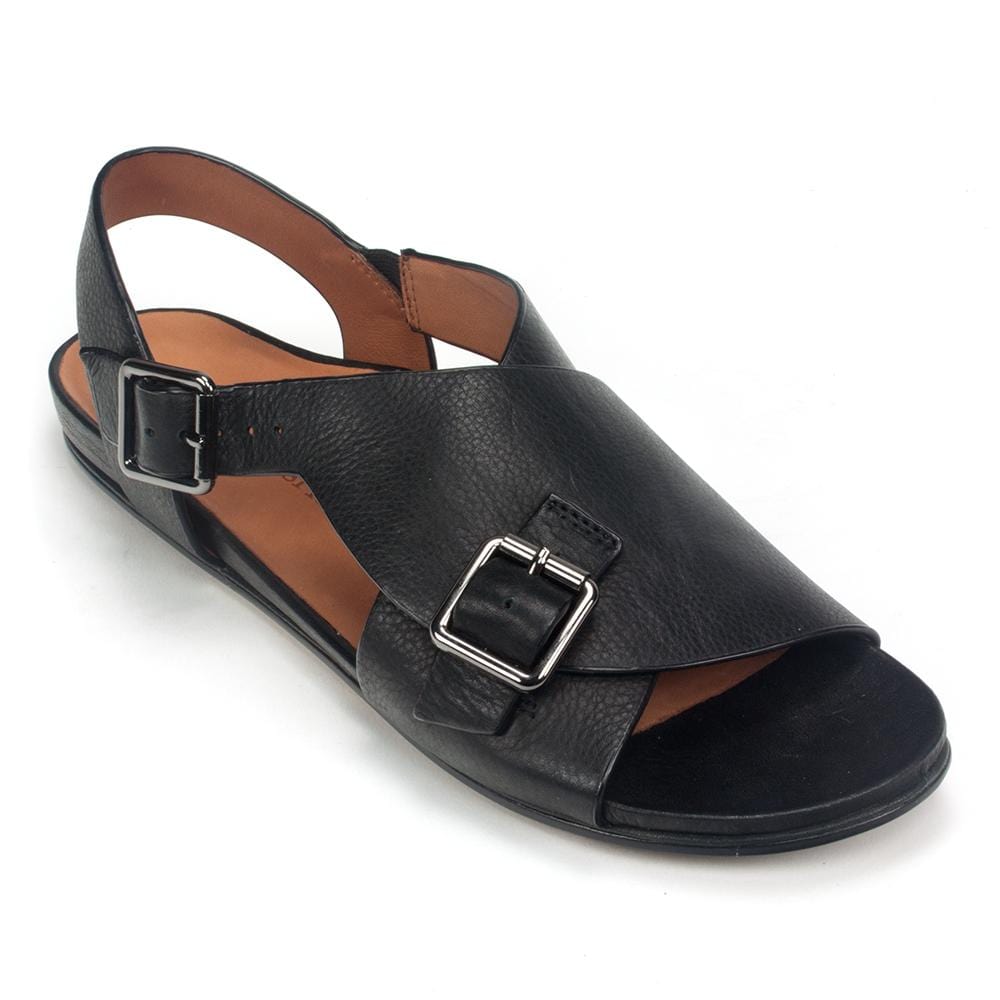 L'Amour Des Pieds Dordogne Buckle Sandal Womens Shoes Black Leather
