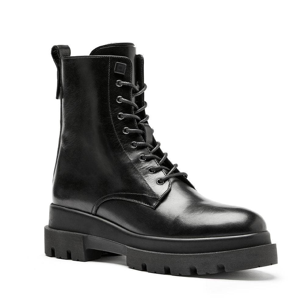 La Canadienne Brendan Combat Boot Womens Shoes Black Leather