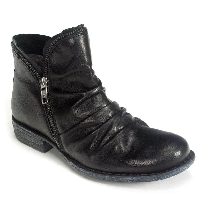 Miz Mooz Luna Ruched Ankle Boot Womens Shoes Black