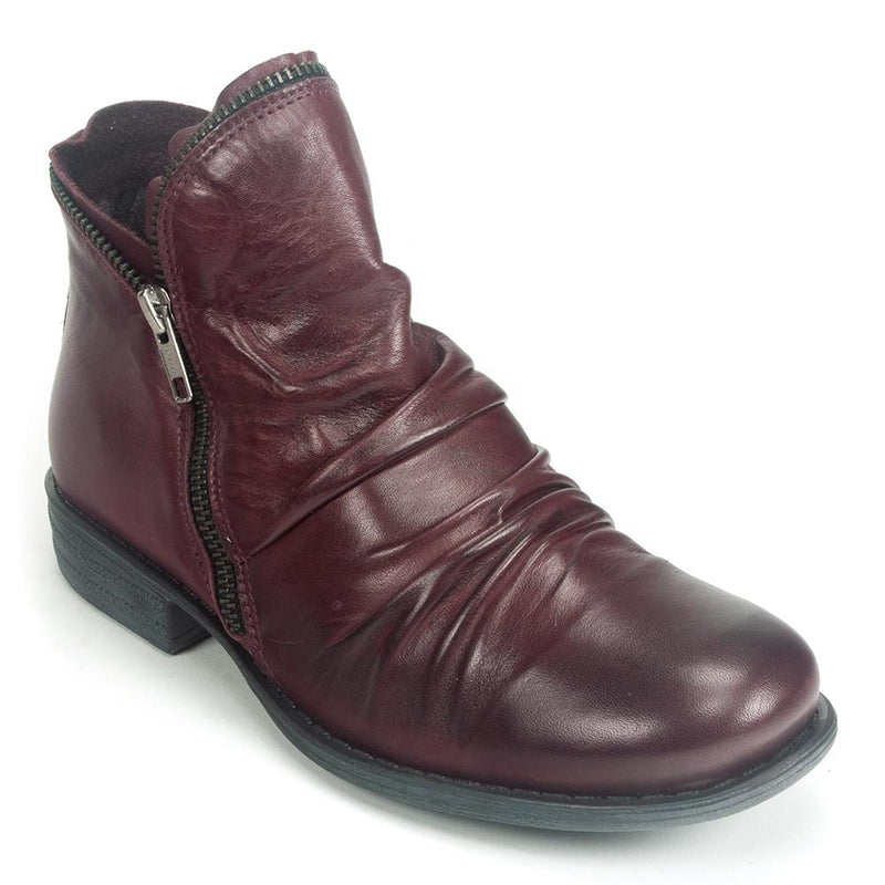 Miz Mooz Luna Ruched Ankle Boot Womens Shoes Wine