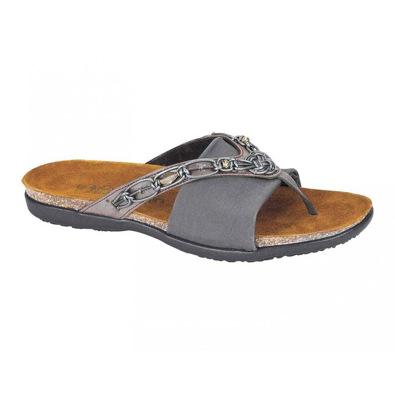 Naot Jennifer Sandal Womens Shoes Silver Threads Lthr/Gray Suede/Gray Stretch