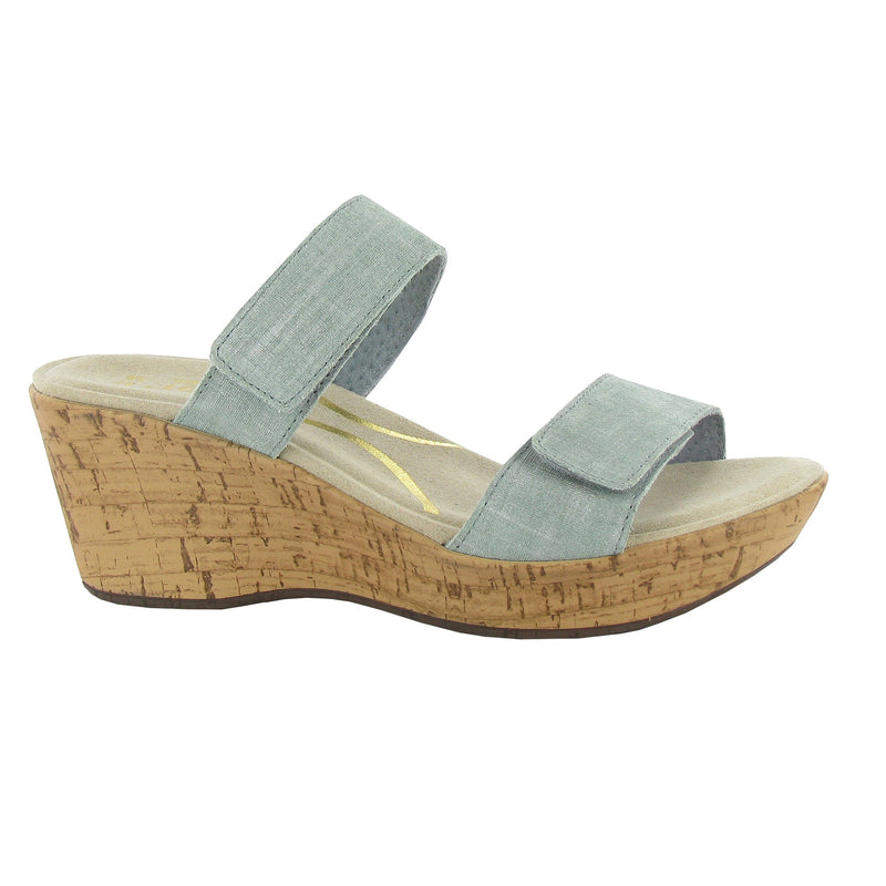 Naot Caveran Wedge Sandal (87003) Womens Shoes Teal Linen