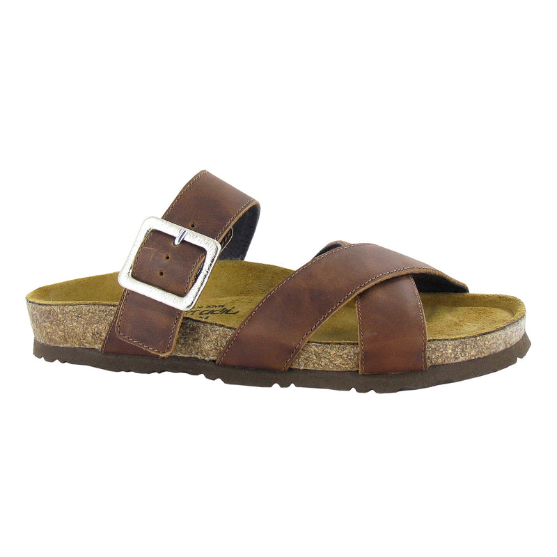 Naot Chicago Slide Sandal (8251) Womens Shoes Saddle Brown Leather