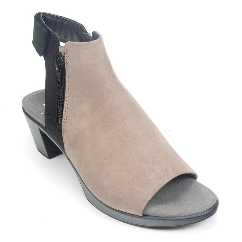Naot Favorite Open Toe Bootie (44128) Womens Shoes Stone Nubuck/Black Velvet Nubuck