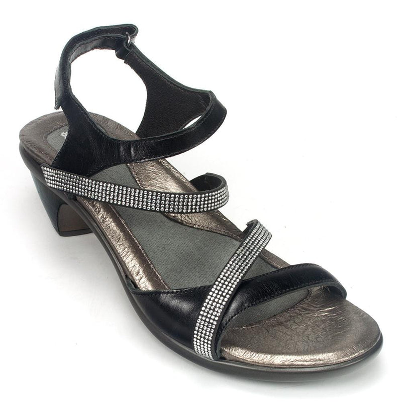 Naot Innovate Sandal (40033) Womens Shoes Black Madras/Black Clear Rhinestones