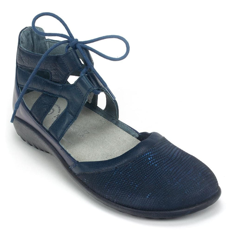 Naot Kata Perforated Flat (11152) Womens Shoes Navy Reptile/Polar Sea/Ink Lthr