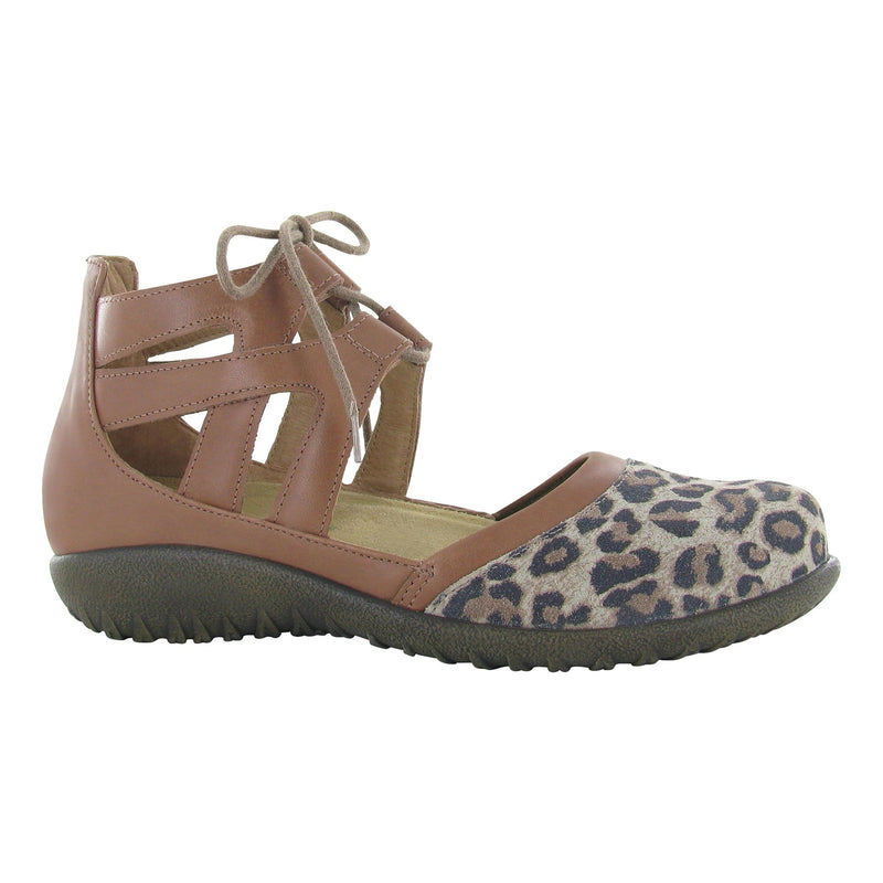 Naot Kata Perforated Flat (11152) Womens Shoes Cheetah Suede/Mocha Rose Lthr