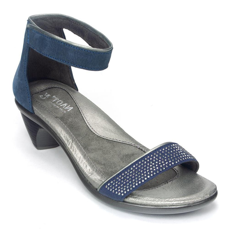 Naot Progress Dress Sandal (40037) Womens Shoes Navy Velvet Nubuck/Sterling Lthr/Navy w/ Gray Rivets