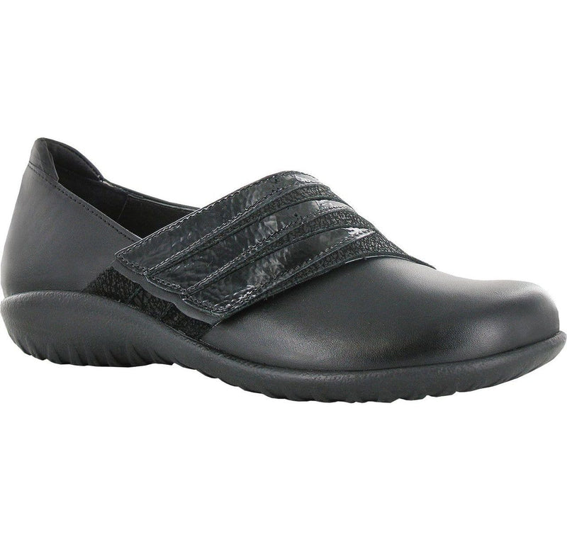 Naot Rapoka Flat Slip On (11129) Womens Shoes Black Raven/Crackle/Crinkle/Jet