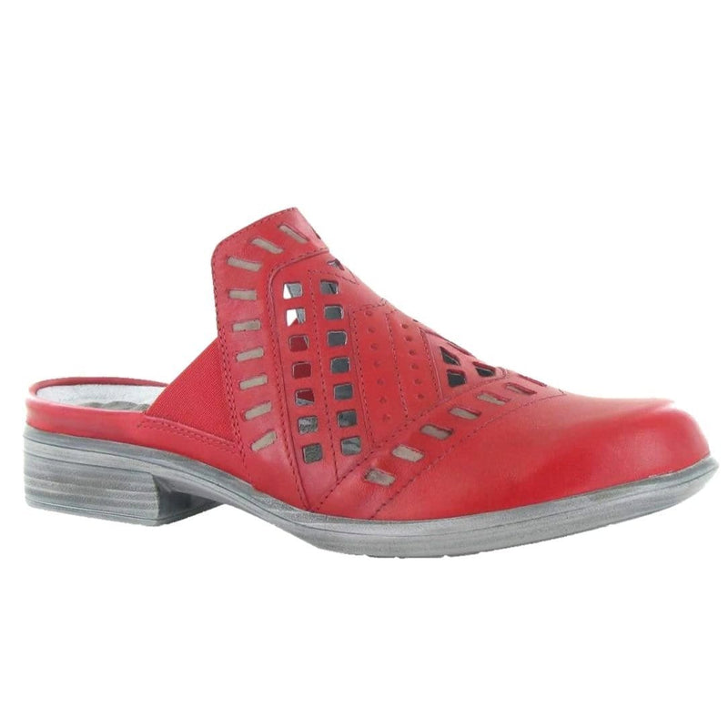 Naot Sharkia Leather Mule (26069) Womens Shoes Kiss Red Lthr/Stone Nubuck