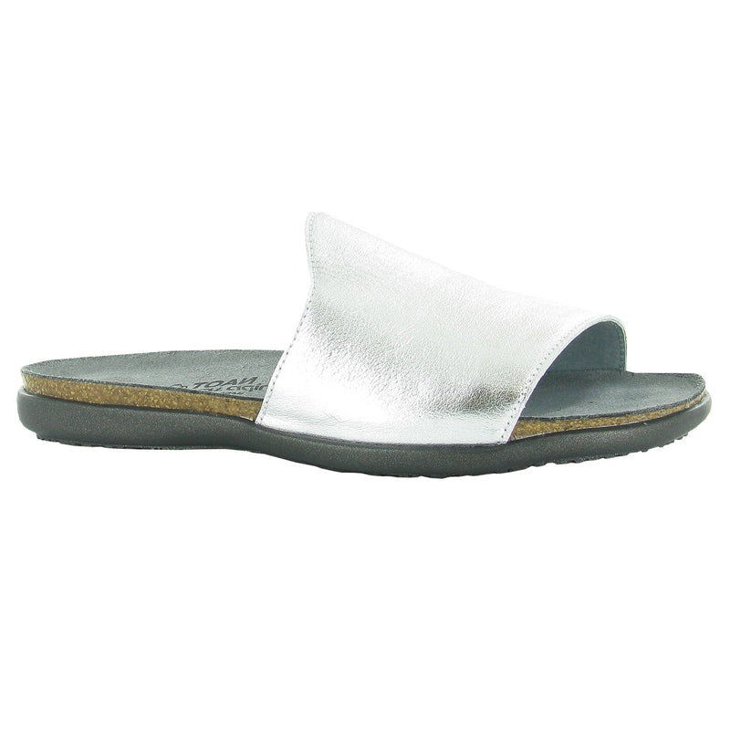 Naot Skylar Slide Sandal (7455) Womens Shoes Soft Silver Leather