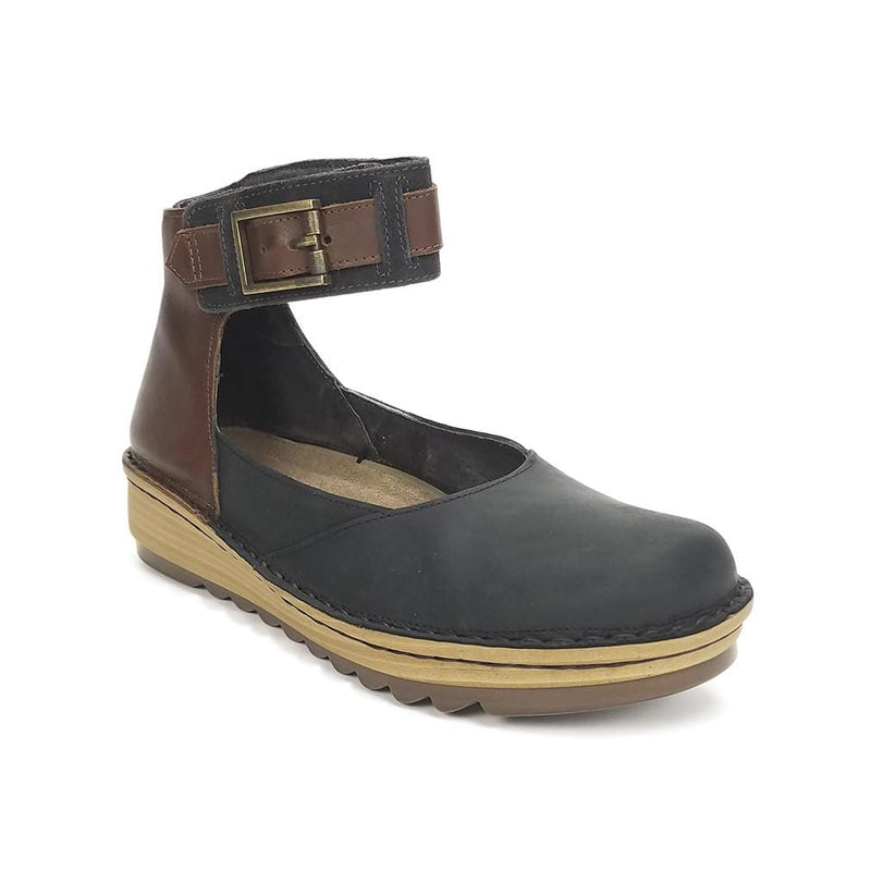Naot Sycamore Ankle Strap Flat Womens Shoes NII Coal/Toffee