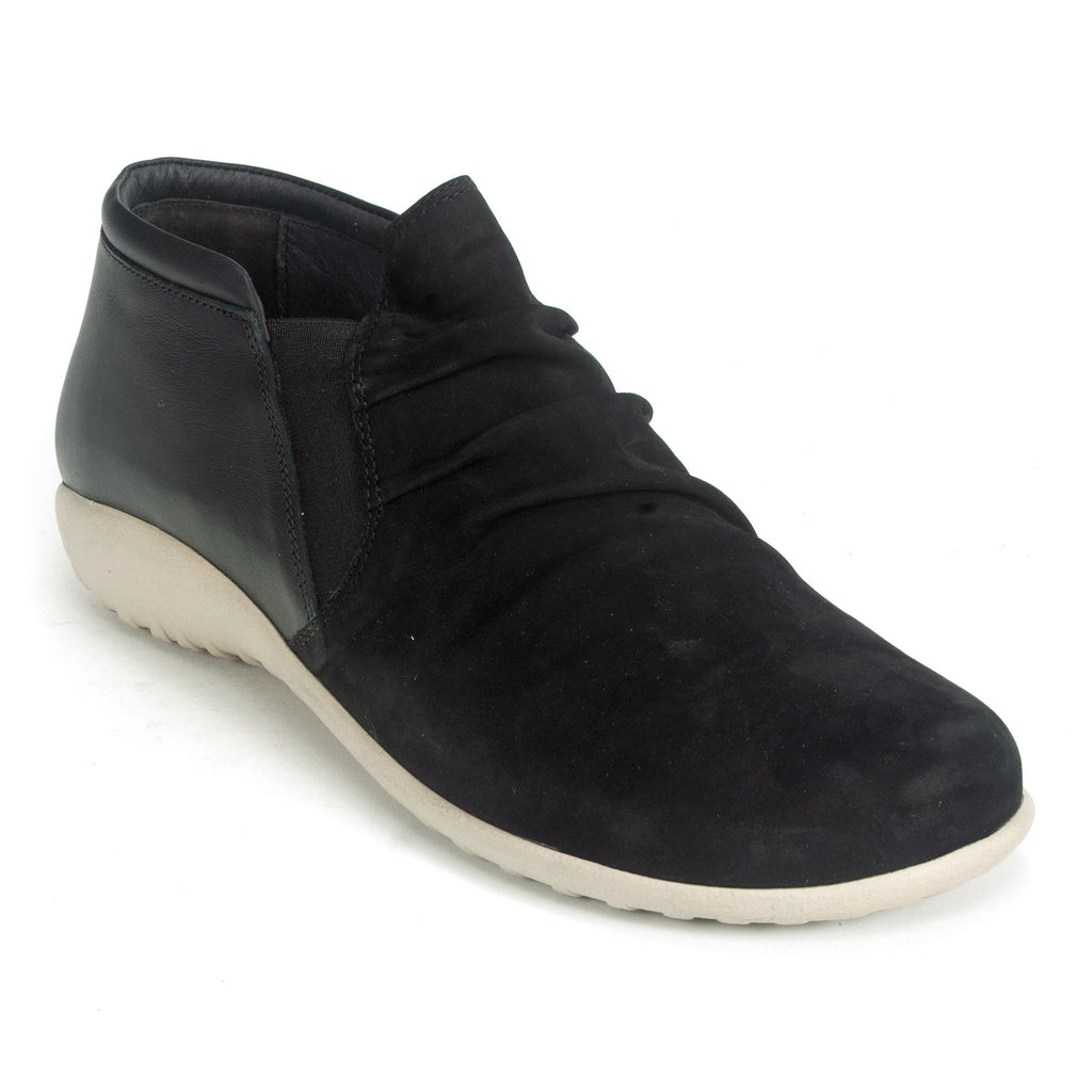Naot Terehu Slip On Bootie (11177) Womens Shoes Black Velvet Nubuck/Black Raven Leather