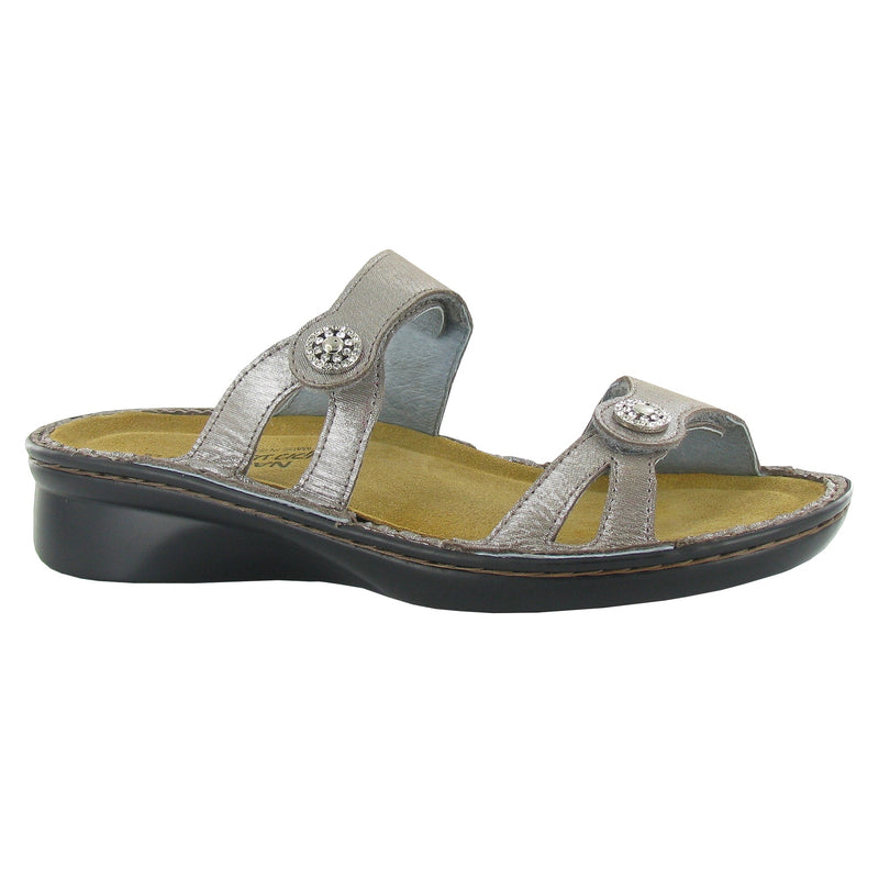 Naot Triton Slide Sandal Womens Shoes B33 Silver Threads Lthr