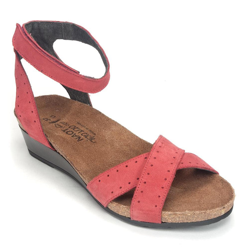 Naot Wand Ankle Strap Sandal (5032) Womens Shoes Brick Red Nubuck/Glass Brown