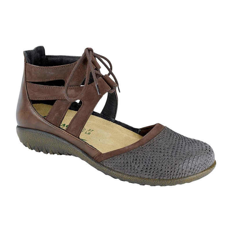 Naot Kata Perforated Flat Womens Shoes SBH Brown Croc Lthr/Coffee bean nu