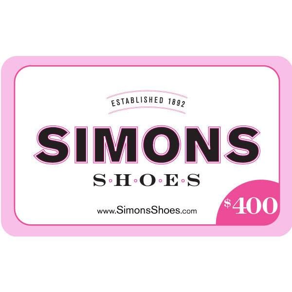 Simons Shoes $400 Gift Card Gift Card $400 Gift Card