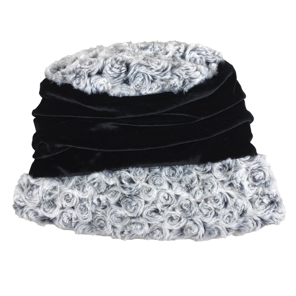 Pandemonium Ana Cloche Hat (AN) Women's Clothing Black w/ Rosebud