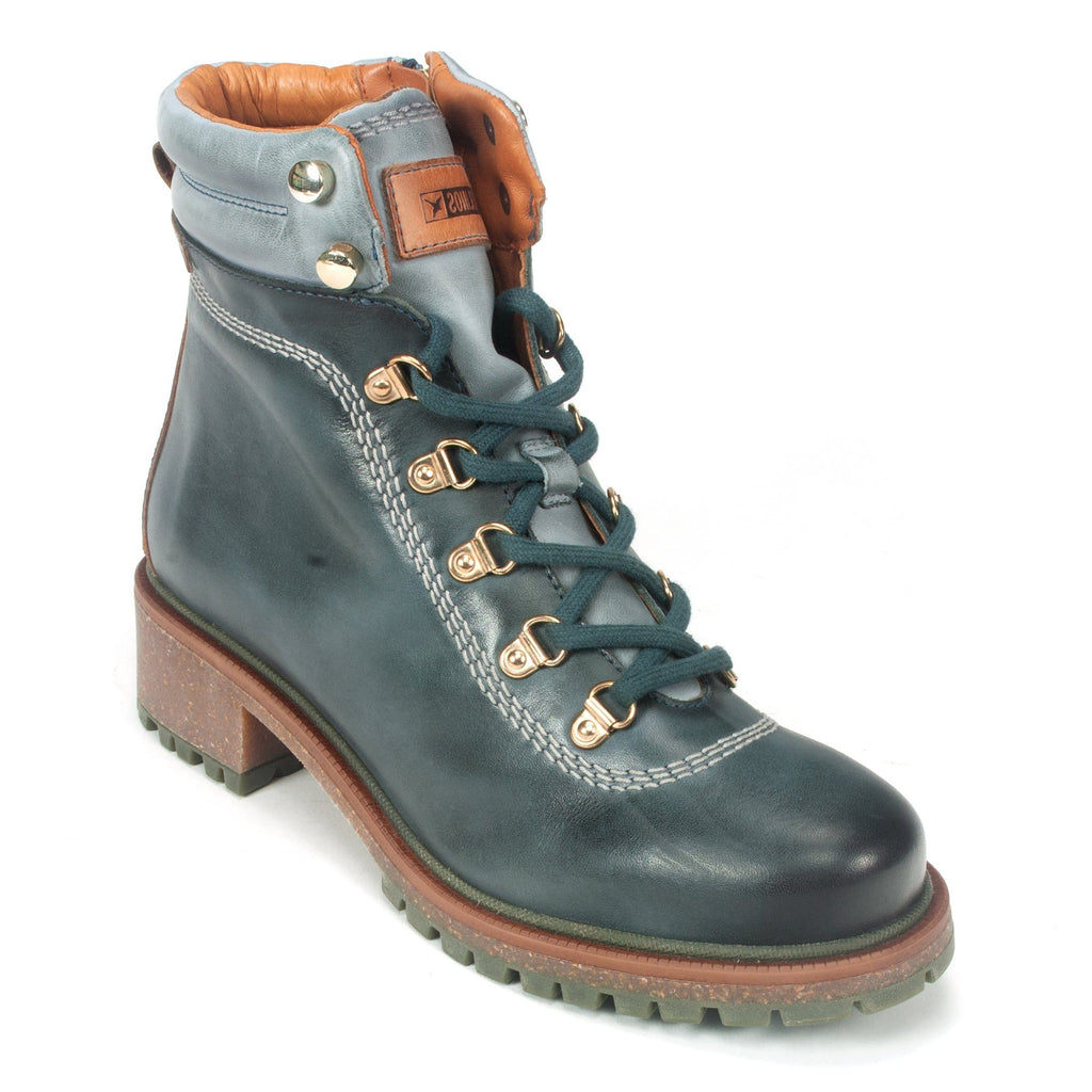 Pikolinos Aspe Leather Combat Boot (W9Z-8634C2) Womens Shoes Ocean