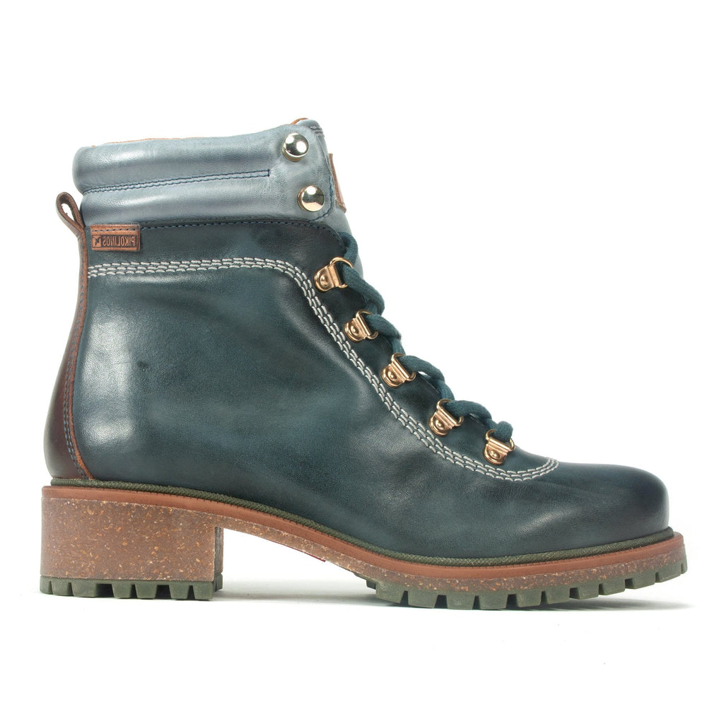 Pikolinos Aspe Leather Combat Boot (W9Z-8634C2) Womens Shoes Ocean