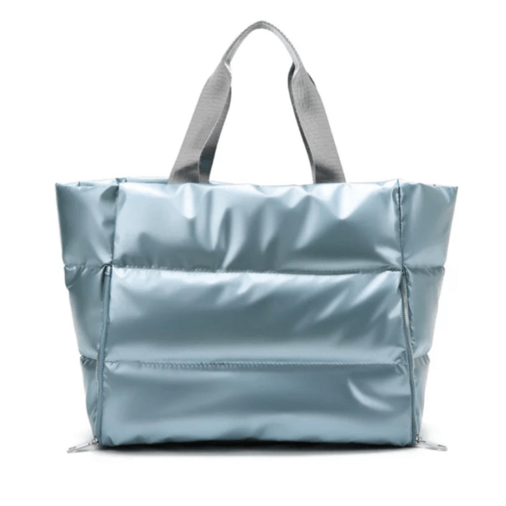 prenelove Panorama Puffer Large Tote Handbags metallic blue
