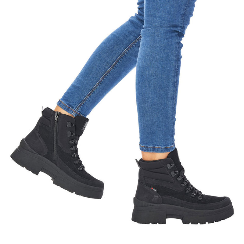 Revolution Matte Black Leather Boot (W0370) Womens Shoes 