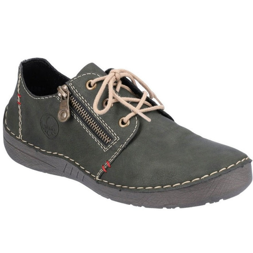 Rieker Side Zip Shoe (52523) Womens Shoes 54 Forest
