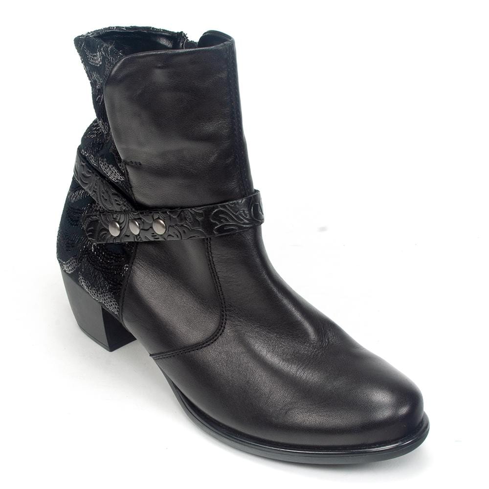 Remonte Floral Country Ankle Boot (R2676) Womens Shoes 01 Black